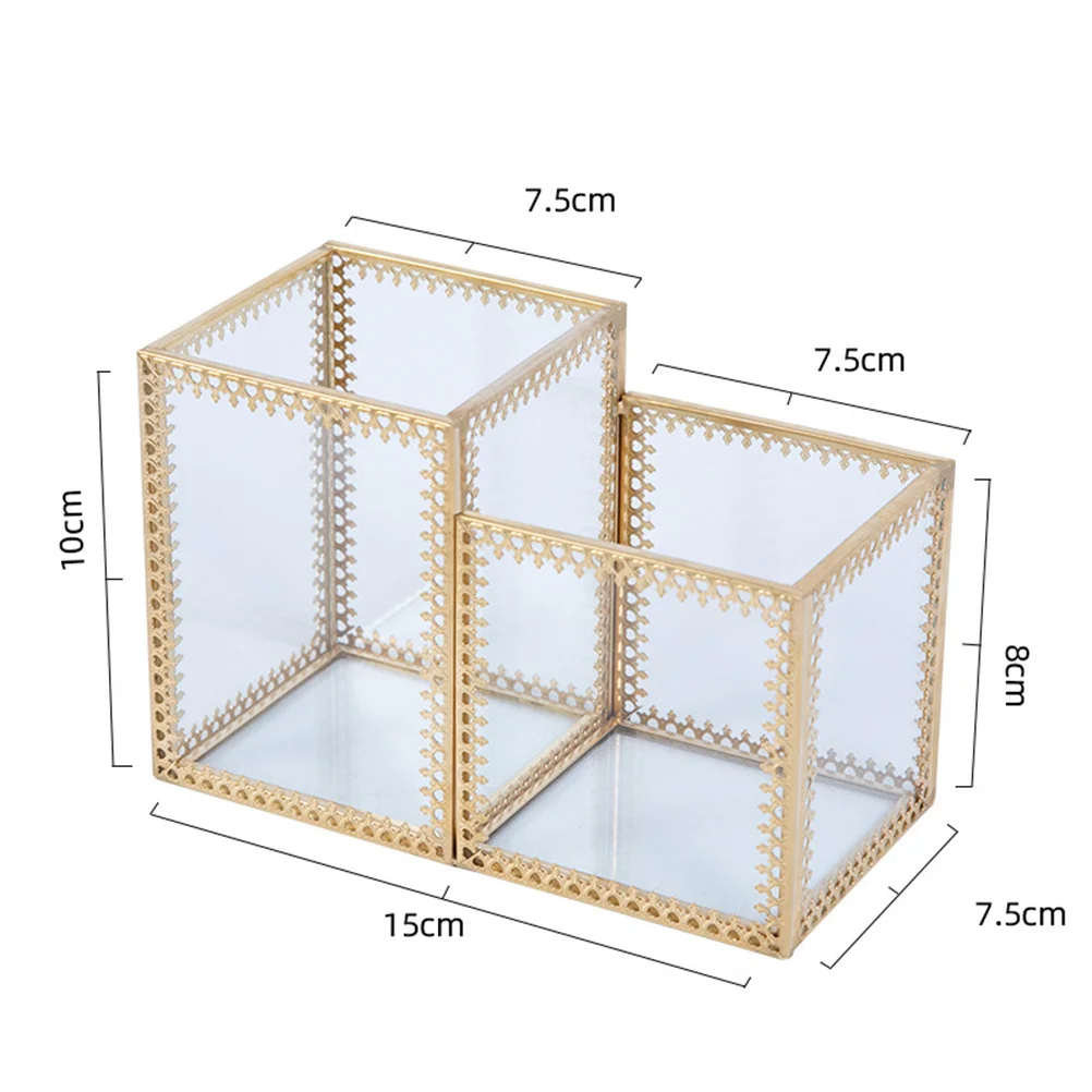 دلو تخزين فرشاة المكياج، حامل زجاجي بسعة كبيرة، حاوية فرشاة سطح المكتب، منظم قرطاسية القلم