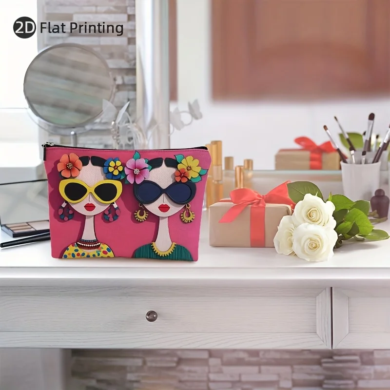 A Fashion floral patterned makeup bag - cute multifunctional zipper pouch for women, jewelry storage bag