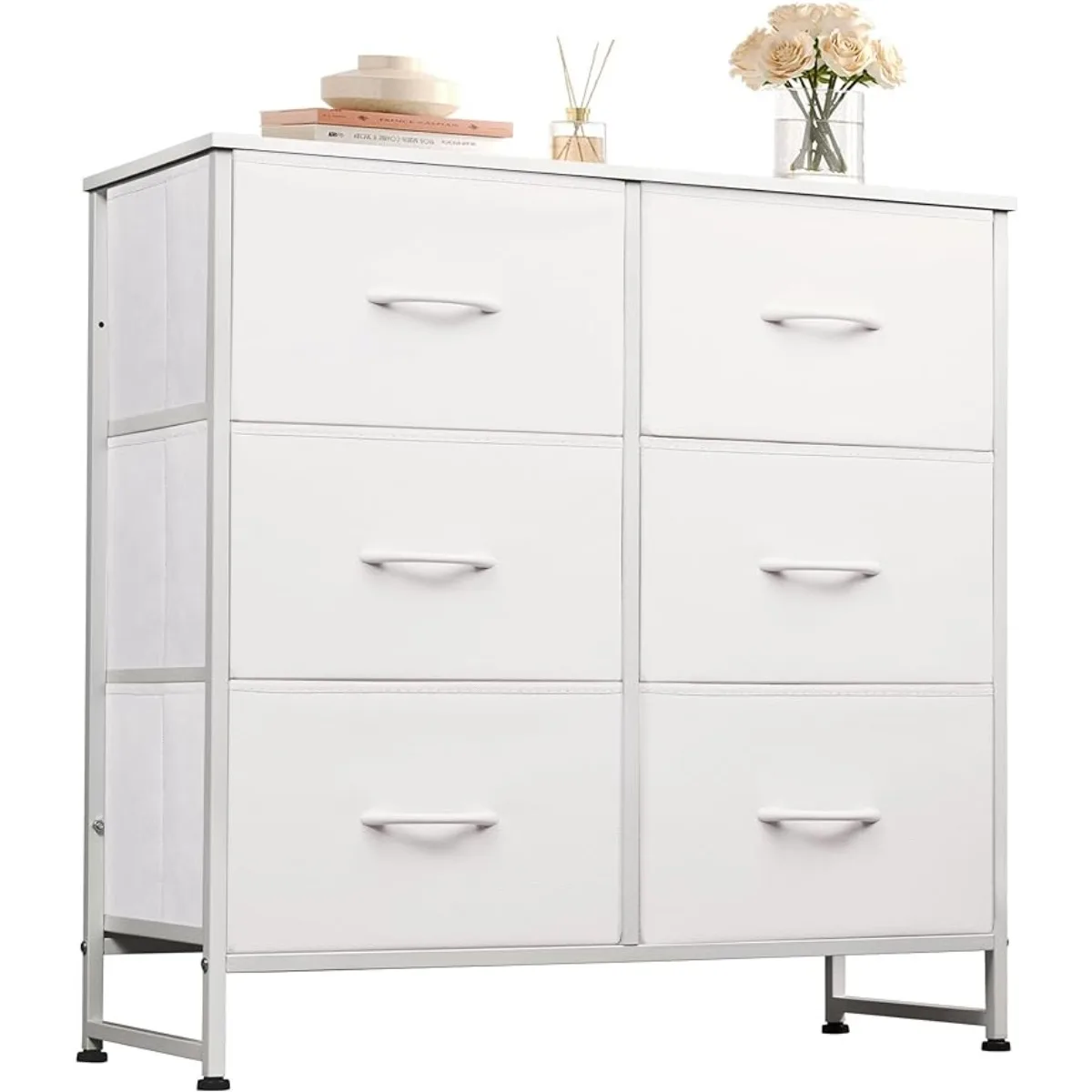 

WLIVE Fabric Dresser for Bedroom, 6 Drawer Double Dresser, Storage Tower with Fabric Bins, Chest of Drawers for Closet, White