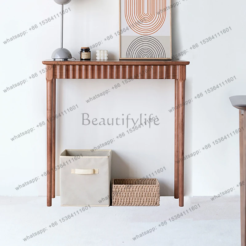 Wood Rectangular Console Table Modern Rustic Minimalist Trendy Console Table Hallway Narrow Console Meuble Wabi Sabi Furniture
