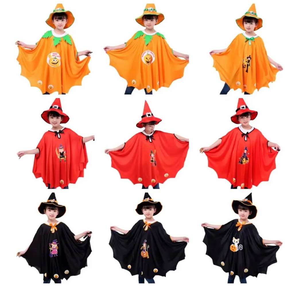 Doek Halloween Kinder Cape Kat Outfit Heksenmantel Hoed Foto Props Cosplay Kostuum Halloween Kinderkleding Kid Geschenken