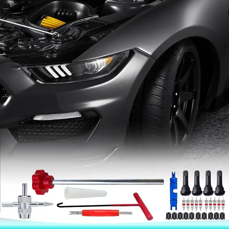 13/23/30Pc Valve Stem Tool Kit Metal Tire Installer Tool Car Puller Wheel Tire Remover T-Hook Replacement Motorcycle Accessories