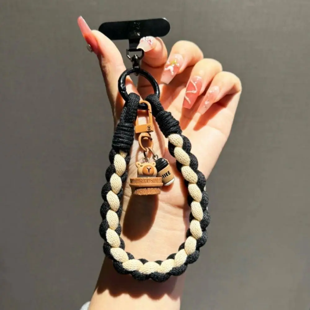 

Милый съемный брелок-подвеска для телефона в виде капибары, короткий ремешок-шнурок для телефона с защитой от потери, плетеный шнурок, брелок-ключница с капибарой, подарки