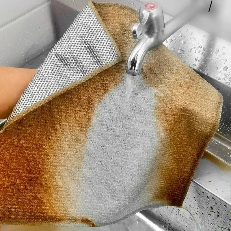 Wholesale Metal Steel Wire Rags Cloth Home Kitchen Pot Pan Dishwashing Double-sided Dishcloth Cleaning Cloths Towel Scrubber Rag