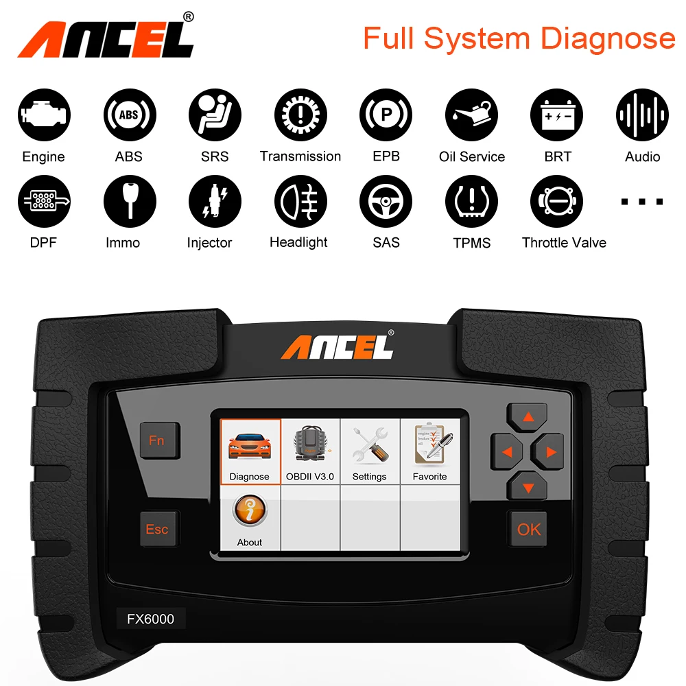 Ancel fx6000 obd2 scanner mit allen system automotive code leser fahrzeug obdii diagnose scan tool