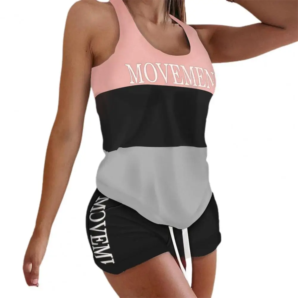 

Female Summer Out-going Night Wear Home Suit Tracksuit Letter Design Pajama Sets Women Sleeveless Drawstring Lounge Shorts Sets