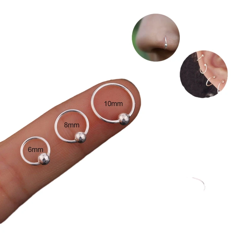 1Pair Sleep S 925 Sterling Silver Body Piercing Jewelry Nose Ring Ear Piercing Earrings Jewellery