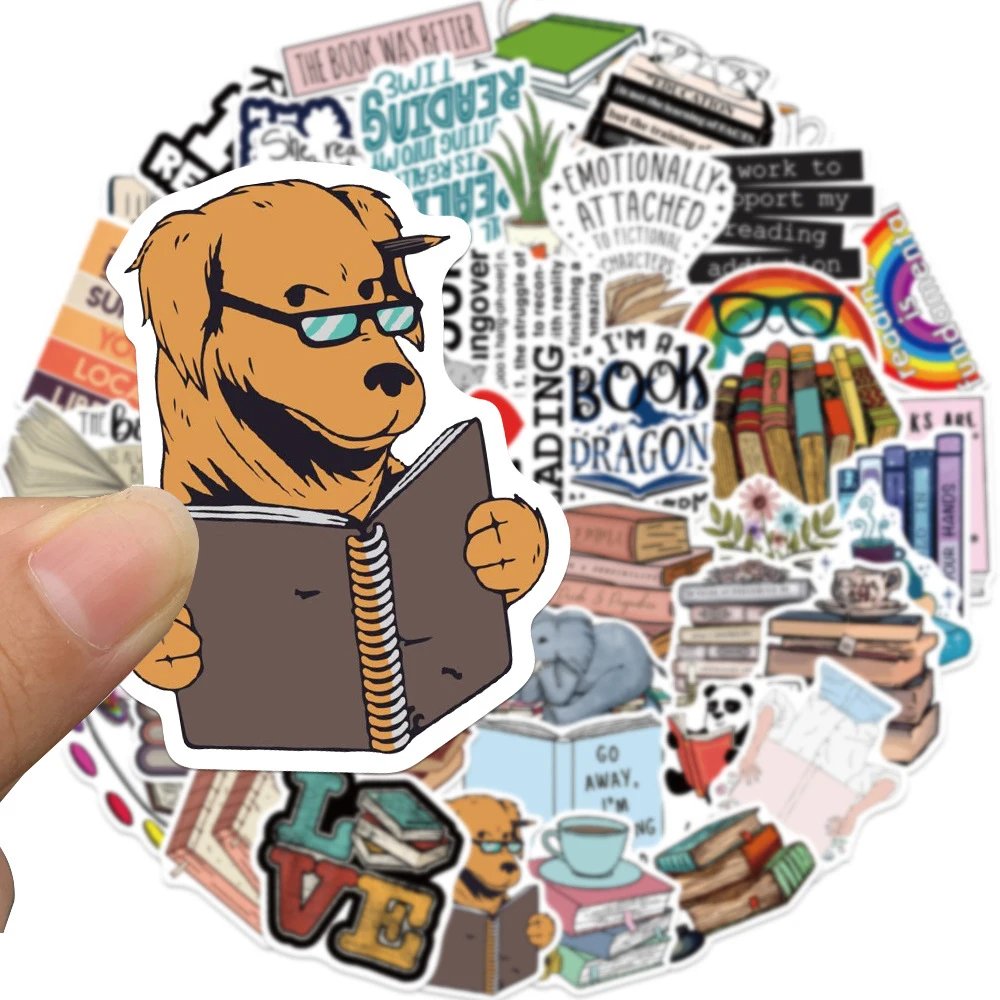 

10/30/50pcs Funny Book Reading Graffiti Stickers Cartoon Decoration Decals DIY Scrapbook Phone Luggage Guitar Waterproof Sticker