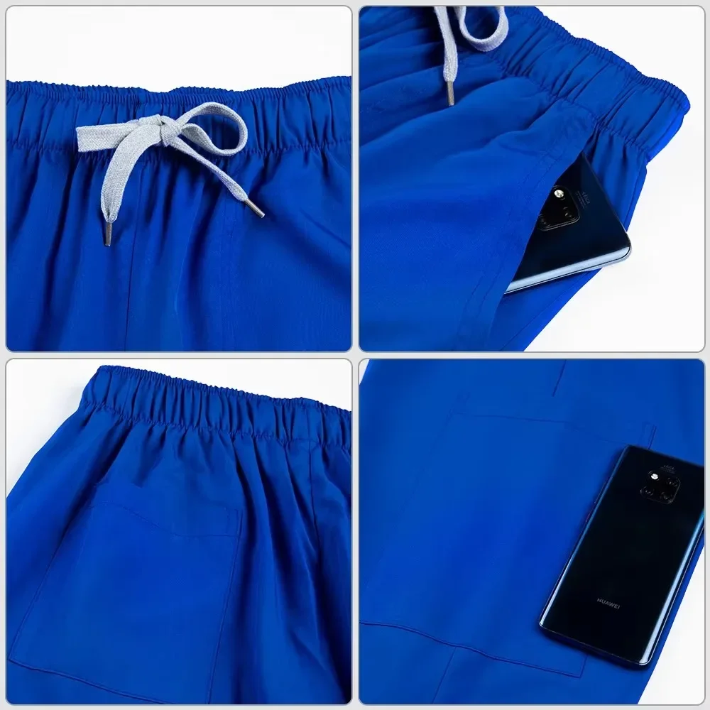 Pakaian Kerja Perawat Dokter Scrub Uniseks Gaun Bedah Bersirkulasi Elastis Set Celana Atasan Perawatan Gigi Estetika Medis