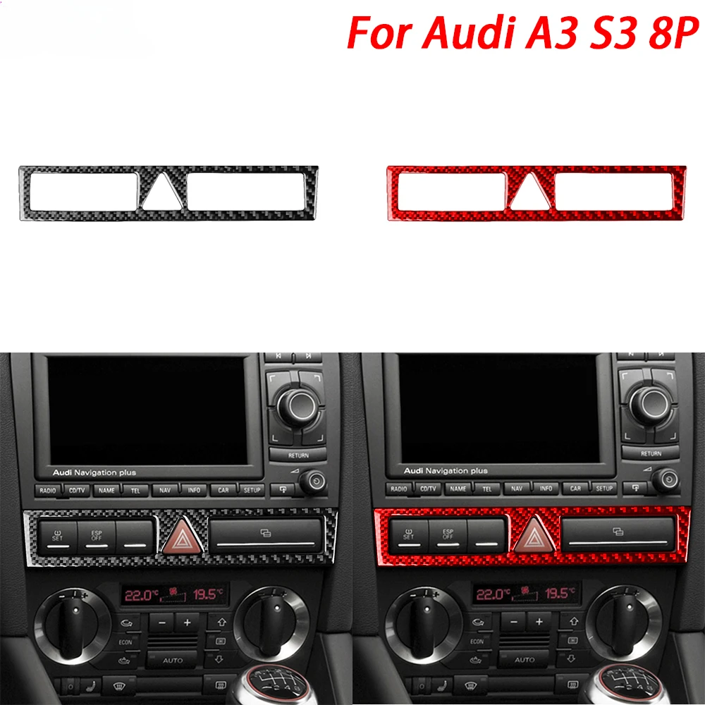 

For Audi A3 S3 8P 2006 2007 Carbon Fiber Emergency Light Switch Control Panel Decorative Cover Car Interior Accessories Sticker