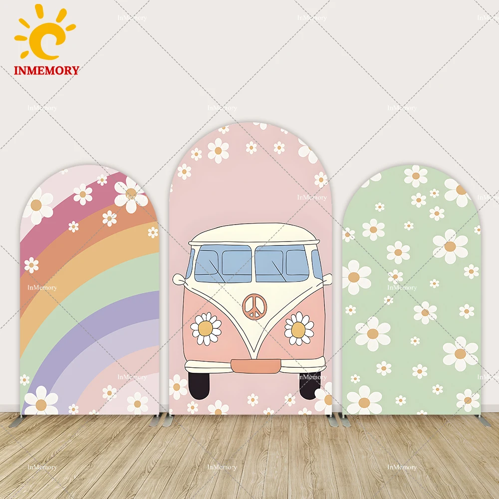 

Groovy One Baby Birthday Arch Cover Backdrop Boho Rainbow Daisy Girl 1st Birthday Party Decor Background Newborn Photography