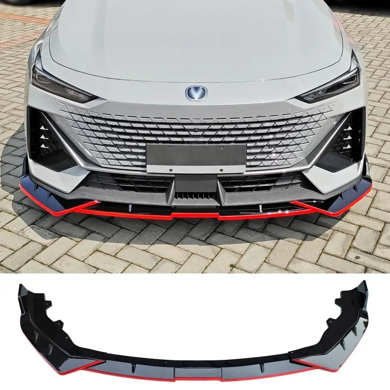 Front Bumper Spoiler for CHANGAN UNI-V 2022 2023 Skirts Lip Black Red UNIV Splitter Body Kit Accessories