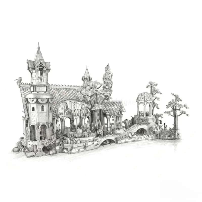 

2025 Новая серия фильмов, кольцо, вид на улицу, модель сборки, технология, серия строительных блоков, игрушки для детей и взрослых, рождественские подарки