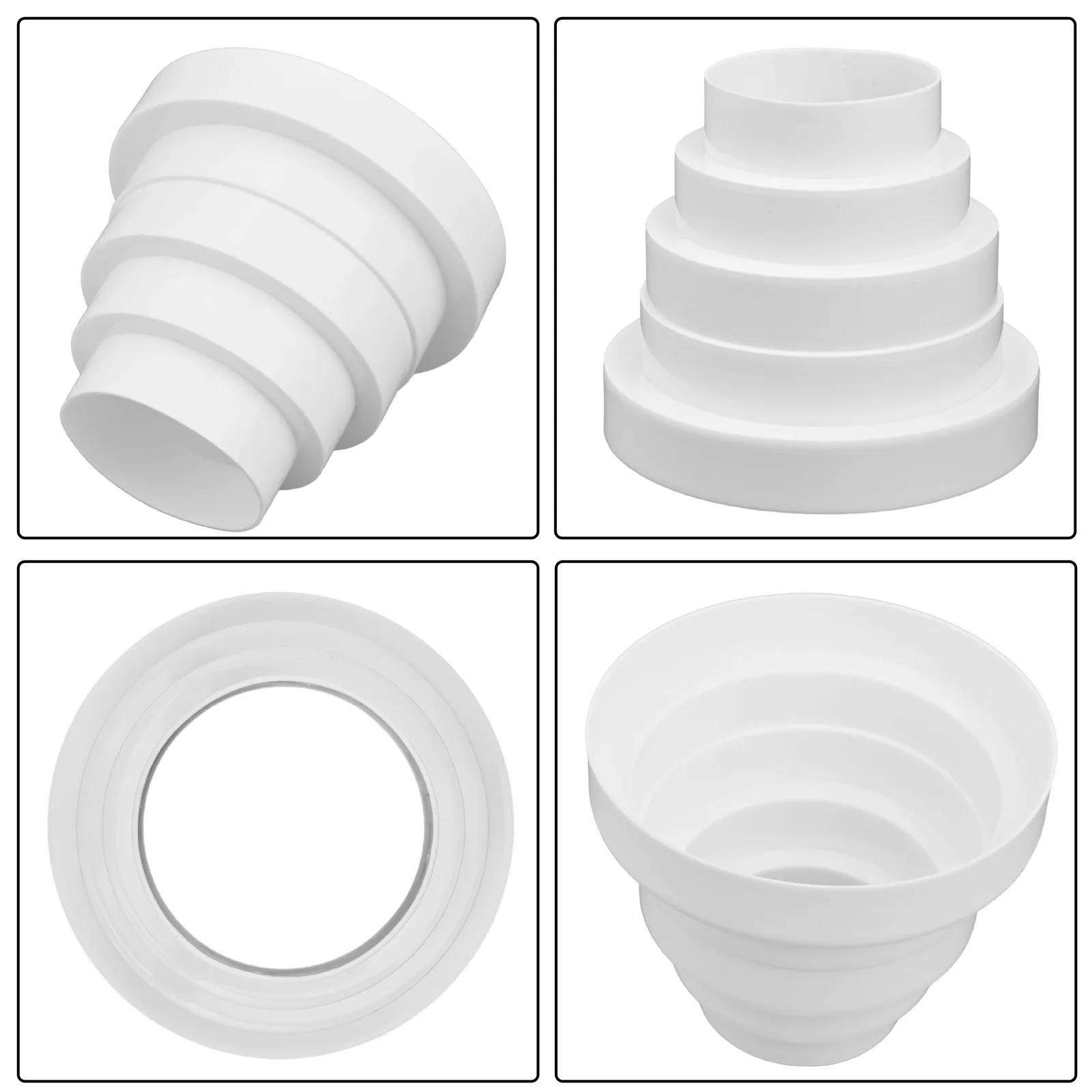 Riduttore per condotto per sistemi di ventilazione Tubo tondo da 80 a 150 mm di diametro realizzato in plastica di alta qualità, questo riduttore per condotto è costruito