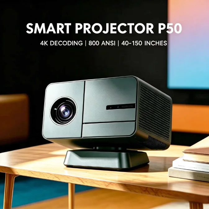Image of LINGLAN P50 H723 Projektor, 4K & 1080P Full HD, 800 ANSI Lumen, Auto-Kalibrierung, Android 14, WiFi 6 & BT5.4. Ideal für Zuhause Th