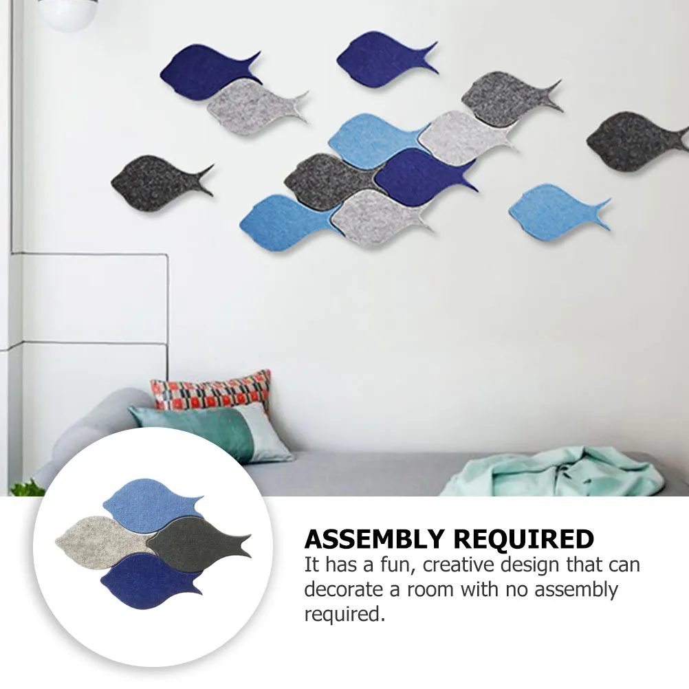 

4Pcs Felt Fish Wall Sticker Self-Adhesive Memo Boards Bulletin Board Photo Display Decor Felt Notice Board Wall Art Decor
