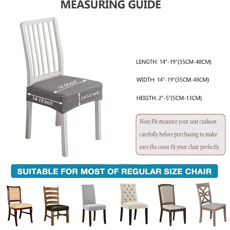Waterproof Plaid Fabric Seat Case Elastic Chair Covers for Kitchen Machine-wash Chair Seat Covers for Home Dining Room