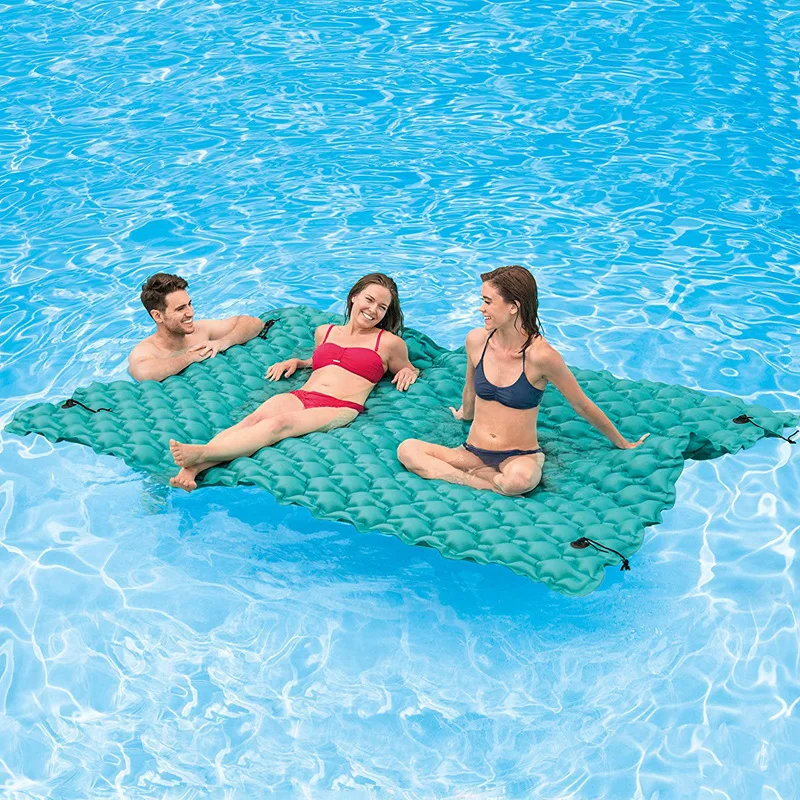 Factory Wholesale Extra Large Honeycomb Inflatable Floating Mat, Custom Blue Anti-Slip Pool Float Pad OEM