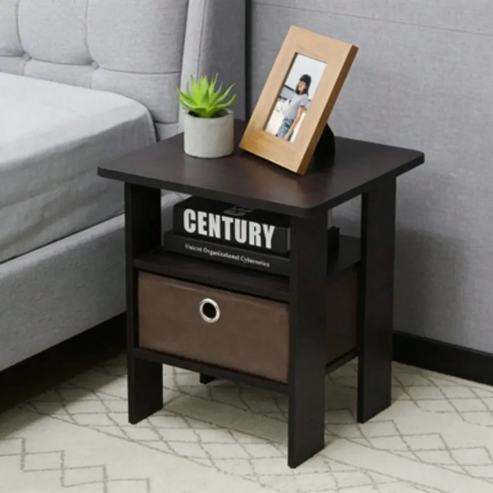 

Engineered Wood End Table With Bin Drawer In Dark Walnut