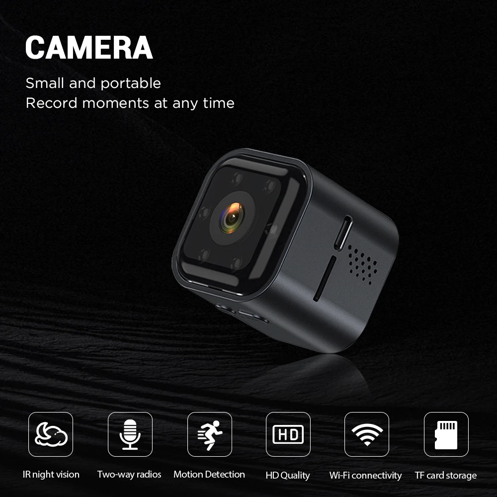 

HD Wifi Mini Camera Wireless Motion Detection Two Way Audio Surveillance Camera Smart Home Night Vision Recorder 960mAh Battery