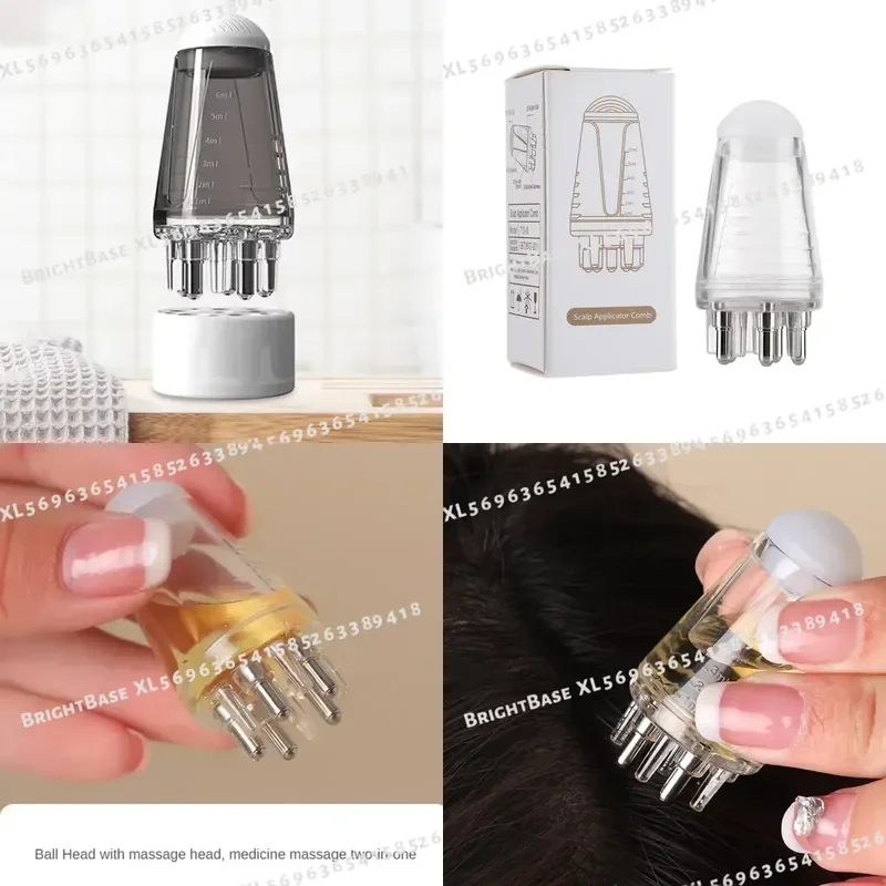 6ml Scalp Applicator Mini Head Massager Roller Ball Brush for Hair Growth Essential Oil Liquid Application Comb Tool