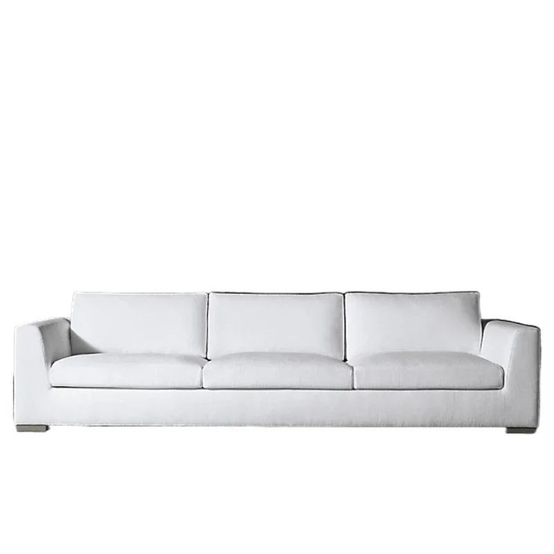 

Modern simple cotton and linen fabric double sofa American RH furniture rural retro living room home triple sofa