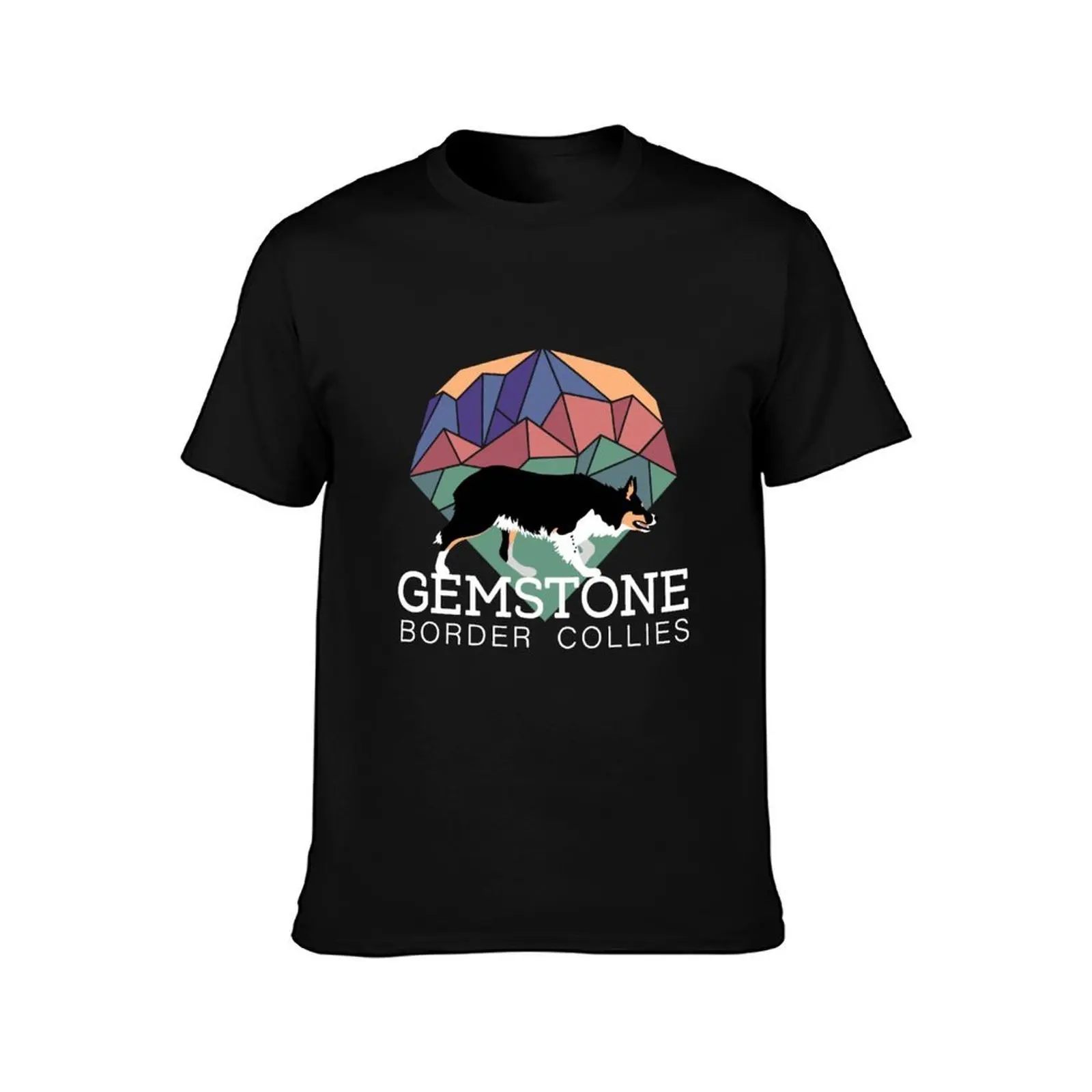 Gemstone Border Collies - white T-Shirt Fashion Print Casual Short Sleeve T-Shirt