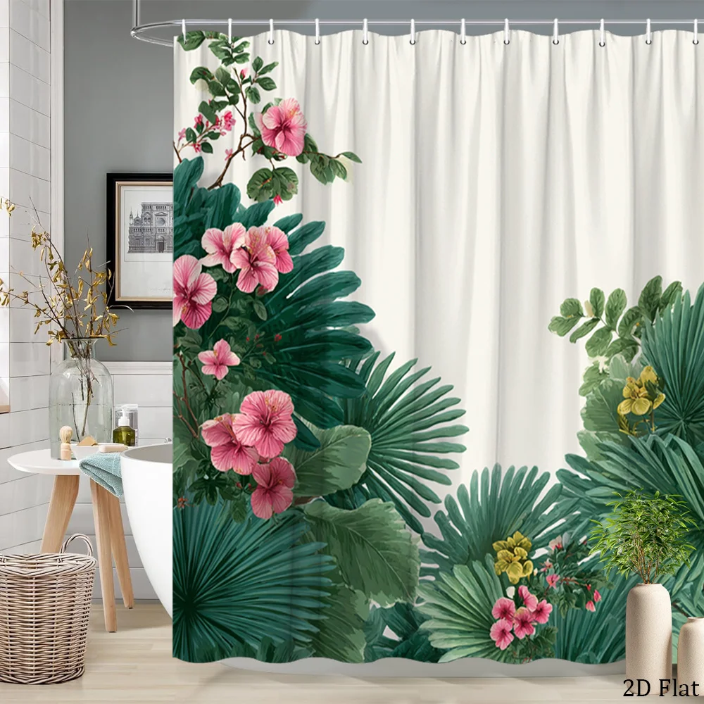 

Large Tropical Floral Botanical Shower Curtain Jungle Greenery Prints Bathroom Decor Luxury Water Resistant Shower Curtain