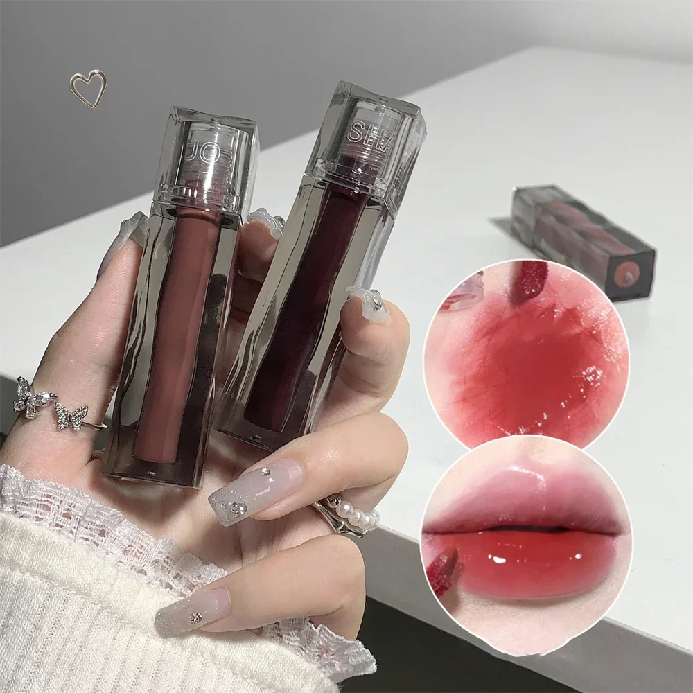 Dark Red Brown Mirror Glass Lipstick Cosmetic Long Lasting Women Sexy Lip Tint Makeup Matte Velvet Chestnut Lip Gloss Waterproof