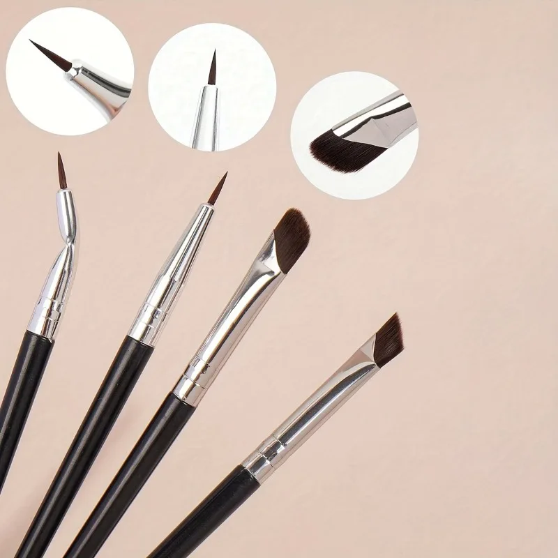 Angled Eyeliner Makeup Brush Set 8 Pcs Scythe Liner Brush Flat Definer for Winged Liner Graphic Eyeliner Foundation Makeup Tool