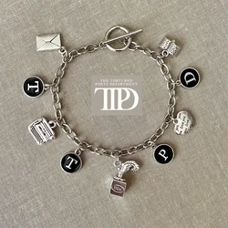 TTPD Bracelet Taylor Swift TTPD The Tortured Poets Department Album Inspired Antique Silvery Charm Bracelet Eras Swiftie Gift