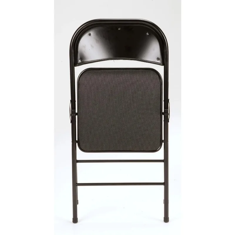 Deluxe Fabric Padded Folding Chair, Black, 4 Count，Upholstered seat，Rugged，Simplicity