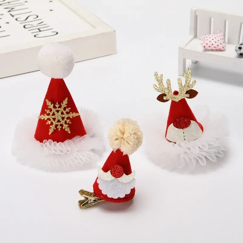 1Pc Christmas Adult Children Hair Clip Santa Claus Antler Hairpin Clip Christmas Hat Gift Cute Hair Clip Accessories