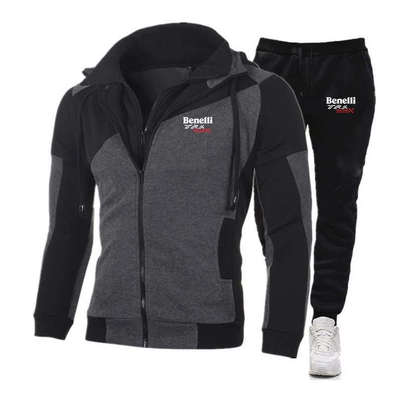 2024 Men New Benelli TRK 502X Spring and Autumn Zip Hoodie Tracksuit Sporting Fleece Hooded Casual Jacket Tops + Pants Suit