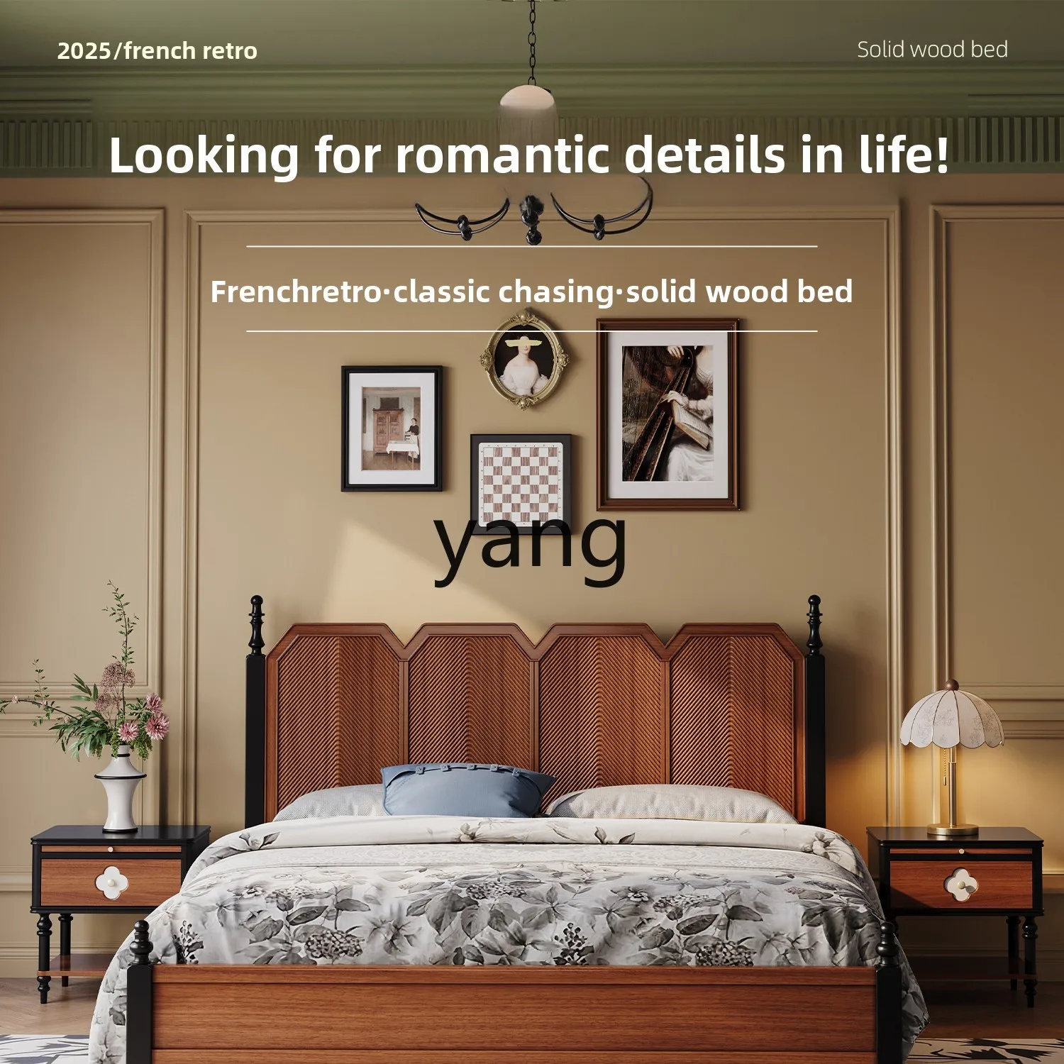 Lhh French real retro master bedroom bed 1.5m 1.8m medium and ancient double bed