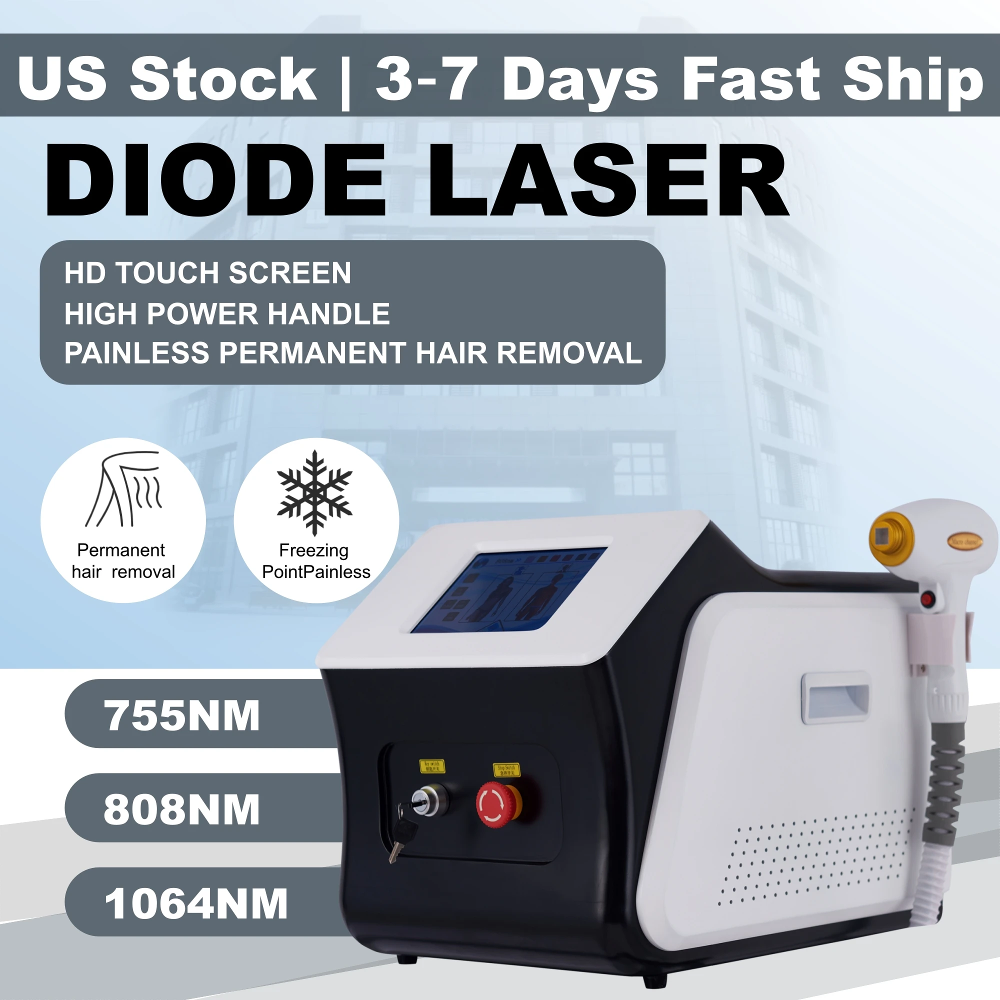 Desktop Ice Cooling Diode Hair Removal Machine 755 808 1064nm Painless Epilator For Armpit Bikini Face Full Body Salon Beauty