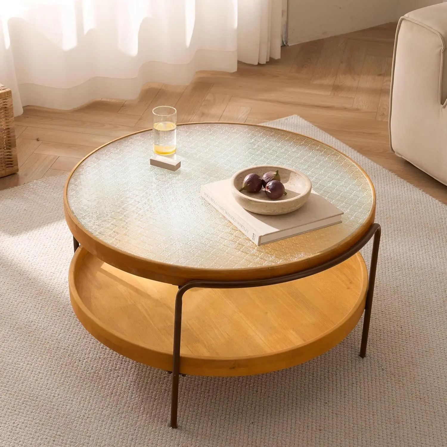 Senwell Modern, Unique Art Deco-inspired Rustic Solid Wood Coffee Table, Perfect for Living Room Furniture