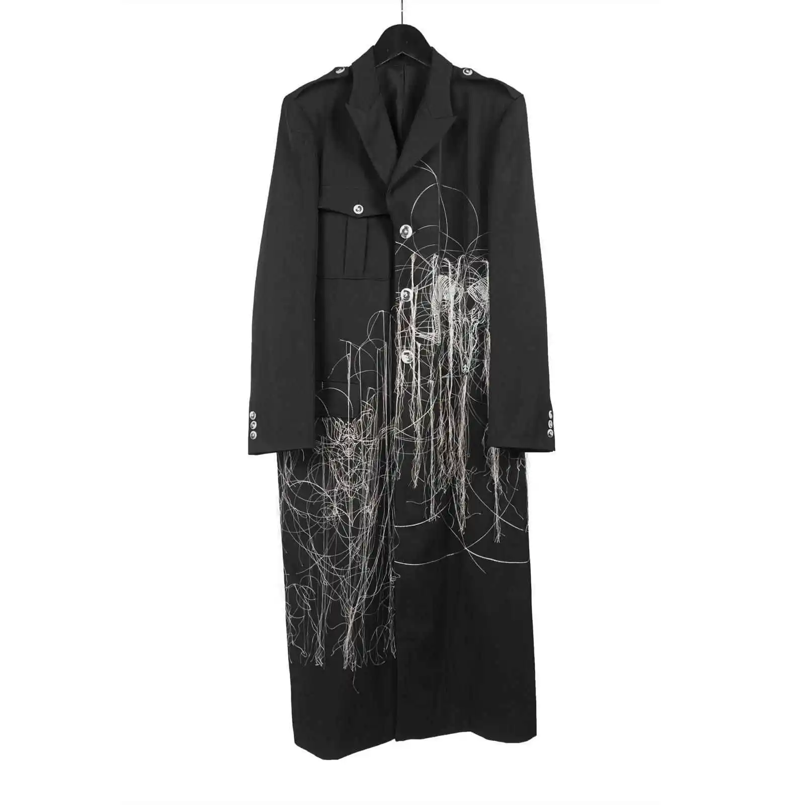 

TOP-YAMOTO оригинальный дизайн мужское шерстяное пальто средней длины пальто осень и зима с вышивкой чернильная пряжка