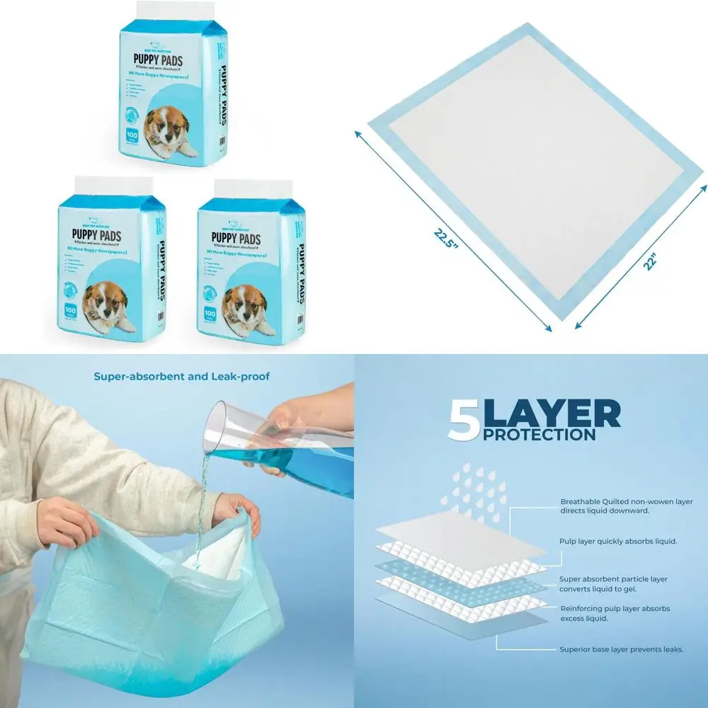 

Super Absorbent Dog Training Pads, 300 Pack, Disposable Puppy Potty, Baby Blue