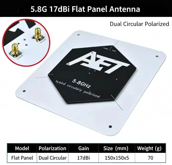 AET 5.8G 17dBi Dual Circular Polarization FPV Antenna Long Range Video Transmission Receiver Antenna For RC Drone Aircraft