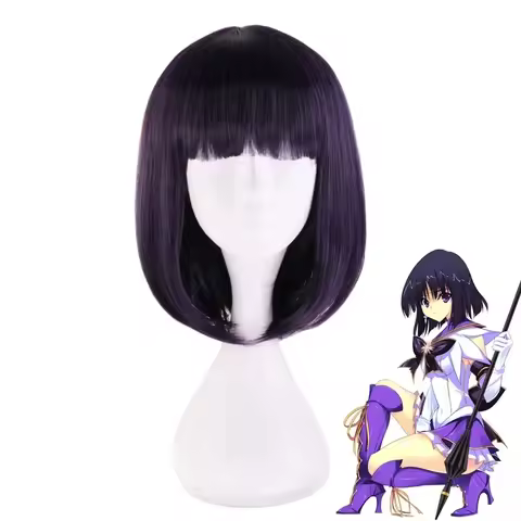 Anime Sailor Saturn Wig Cosplay Costume Tomoe Hotaru Women Short Synthetic Hair Halloween Party Cos Wigs