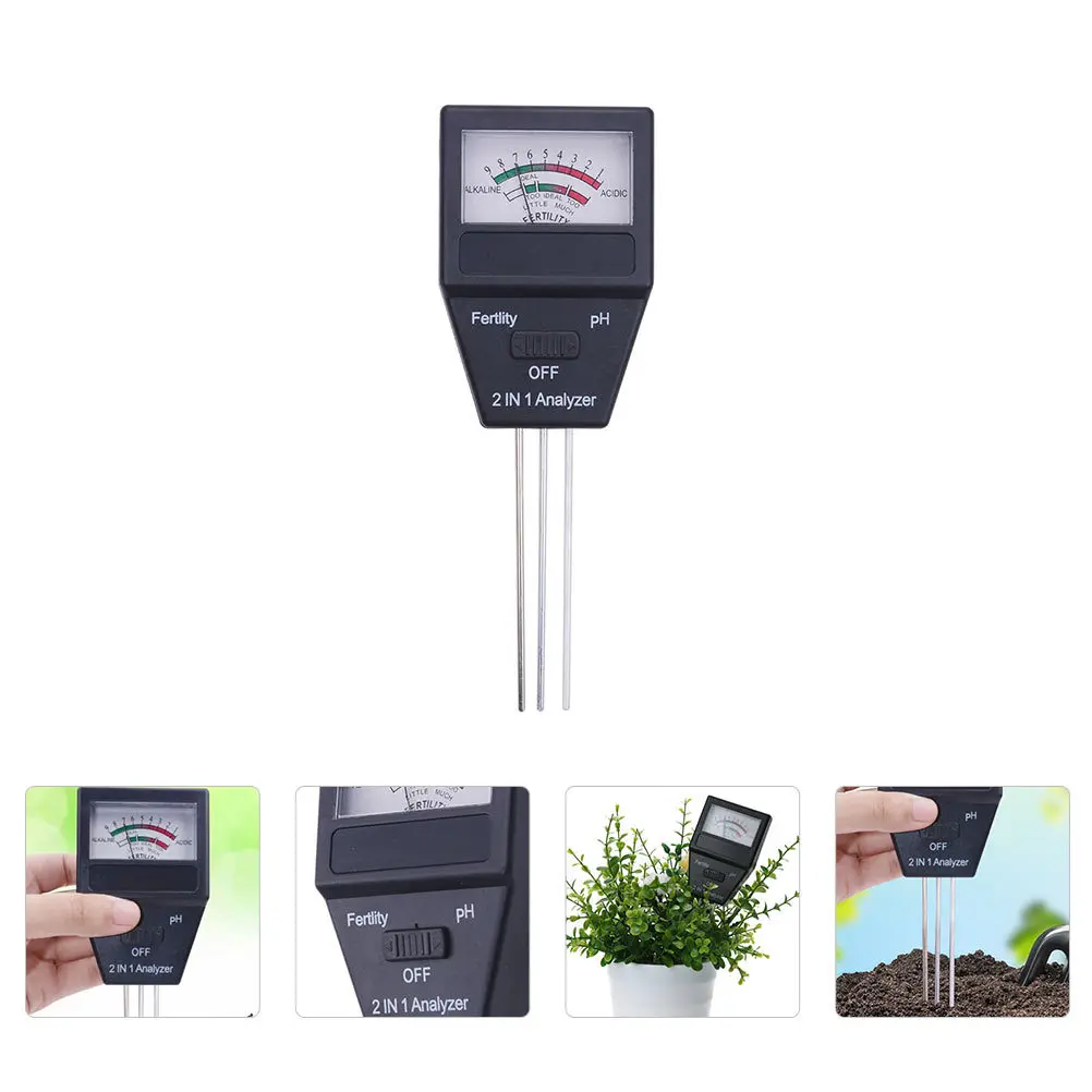 

1Pcs Soil PH Testing Tool 2in1 Fertility Tester with 3 Probes Digital Dial for Greenhouse Lawn Flower Garden 2-in-1 Soil Tester