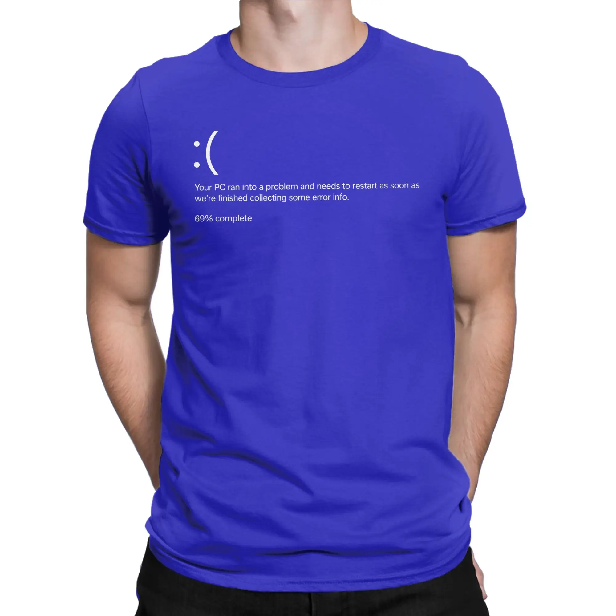 Men's T-Shirt  Blue Screen of Death Coffee Error Windows BSOD PC Nerd Geek T Shirts Summer Tees Casual 100% Cotton Clothing