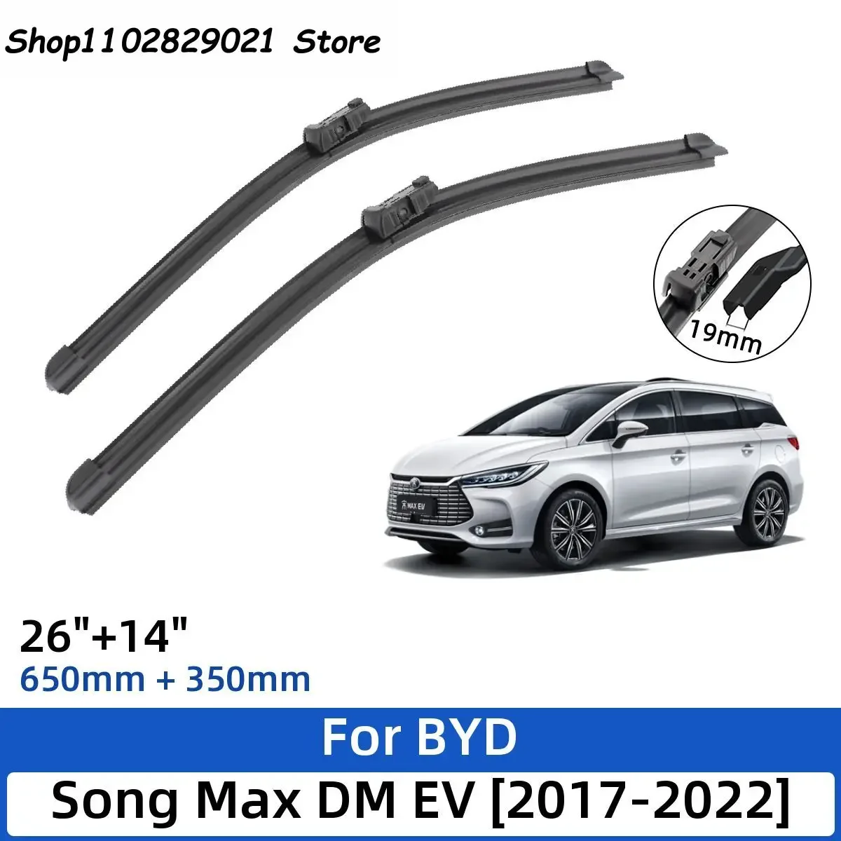 

2PCS For BYD Song Max DM EV 2017-2022 26"+14" Front Wiper Blades Windshield Windscreen Window Cutter Accessories 2020 2021 2022