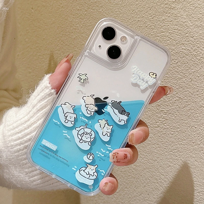 Silicone Case For iPhone Cute Puppy Quakeproof Cover Stylish 15 Plus 14 Pro Max 13 Pro Max 12 11 Pro Max Flow