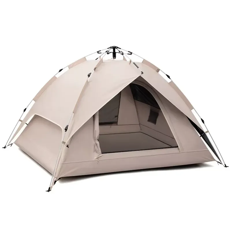 3 4 Person Camping Tent Double Layer Waterproof Family Outdoor Shelter with Mesh Doors Windows Portable Hiking Tent Awning