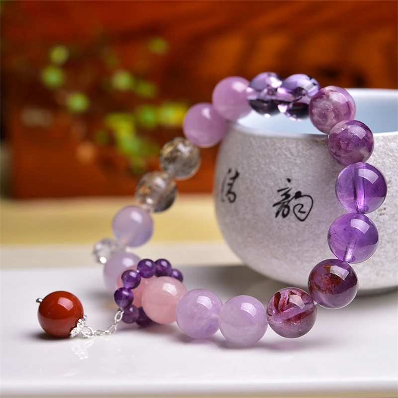 10MM Natural Purple Crystal Quartz Bracelet Colorful Gemstone Bead Strings Fashion Beautifully Jewelry For Men And Women 1PCS