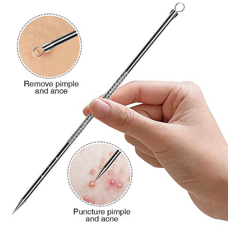 4Pcs Blackhead Acne Needles Remover Set Pore Cleaner Stainless Steel Pimple Needles Pore Cleanser Removal Tools Skin Care