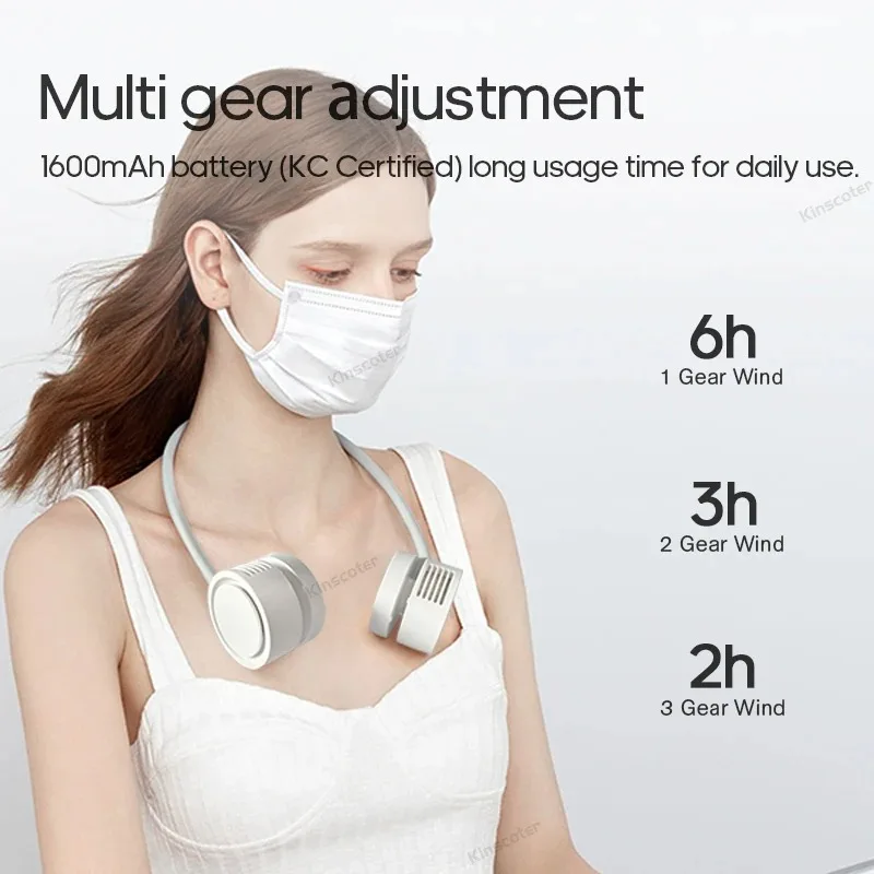 Portable Neck Fan Foldable Mini USB Fan, Rechargeable 1600mah Cooling Wind Fans, Personal Silent Neckfan For Sports image 3