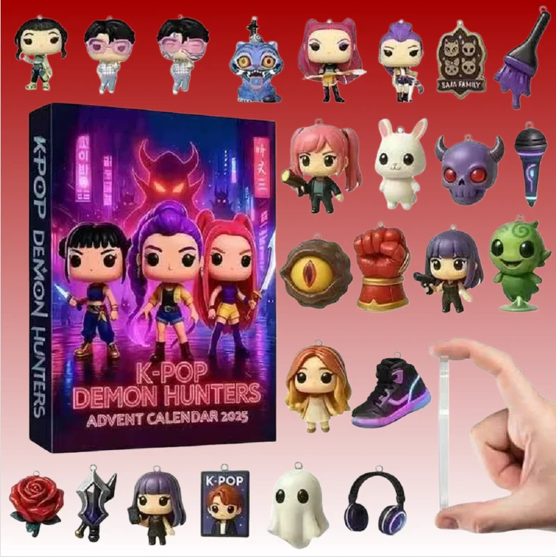 K-Pop chasseurs de démons calendrier de l'avent 2025 porte-clés Saja garçons Jinu pendentif compte à rebours boîte aveugle Halloween cadeaux de noël jouets